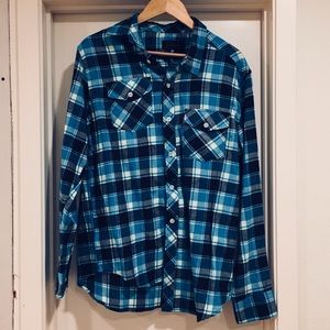 NWOT Mishka blue plaid button-down shirt